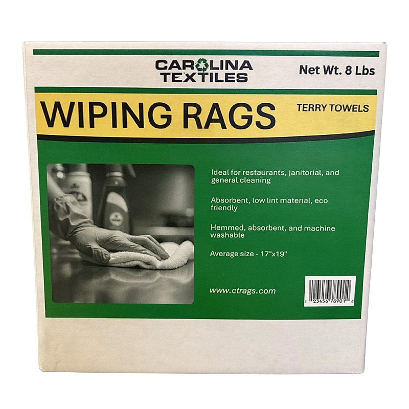 All Rags N888-8LB-BOX Terry Bar Mop Towel, 16 in L, 19 in W, Terry Cotton, White