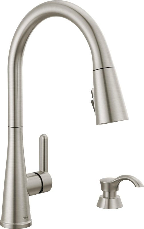 Delta Charmaine Series 19962Z-SSSD-DST Single-Handle Kitchen Faucet, 1.8 gpm, 2-Faucet Hole, Metal, Stainless, Yes