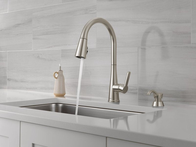 Delta Charmaine Series 19962Z-SSSD-DST Single-Handle Kitchen Faucet, 1.8 gpm, 2-Faucet Hole, Metal, Stainless, Yes