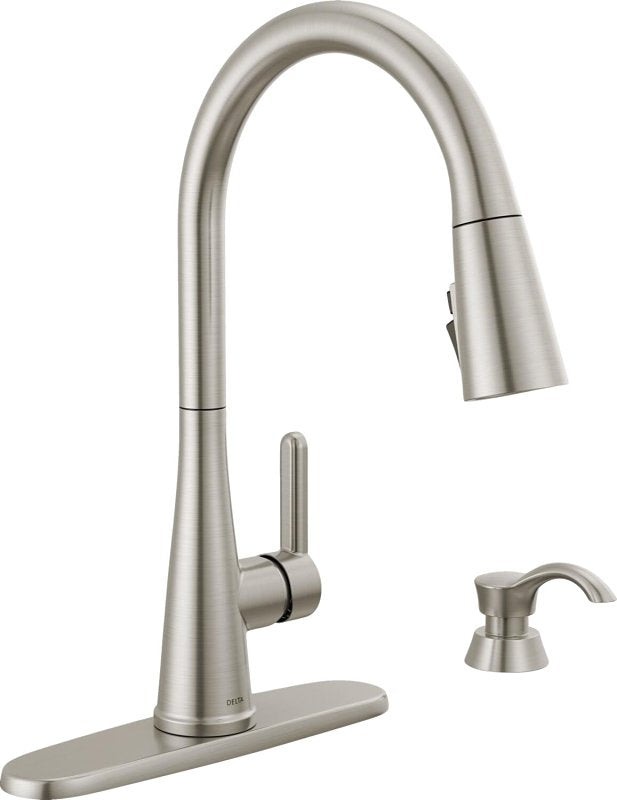 Delta Charmaine Series 19962Z-SSSD-DST Single-Handle Kitchen Faucet, 1.8 gpm, 2-Faucet Hole, Metal, Stainless, Yes