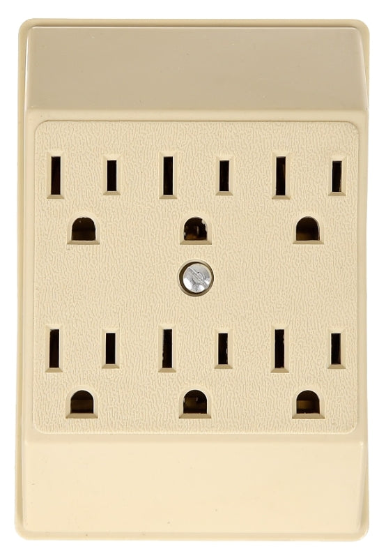 Eaton C1146V Outlet Tap, 2 -Pole, 15 A, 125 V, 6 -Outlet, NEMA: NEMA 5-15R, Ivory