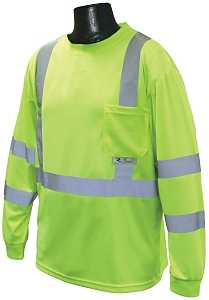 Radians ST21-3PGS-XL Lightweight, Pullover Safety T-Shirt, XL, Polyester, High-Visibility Green, Long Sleeve, Regular