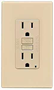 Leviton C31-GFNT1-0PI GFCI Duplex Receptacle, Polycarbonate, Ivory, 2-Pole, 15 A, 125 V, Back, Side Wiring, 3-Wire