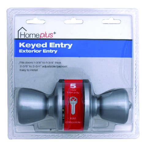 Home Plus Satin Chrome Entry Lockset 1-3/4 in.