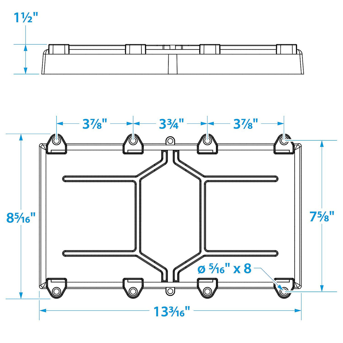 Seachoice 22071 Battery Tray With Stainless Steel Hold Down Rods