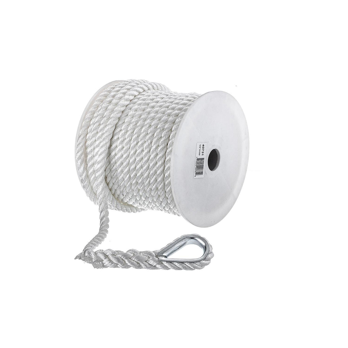 Seachoice 40731 3-Strand Twisted Nylon Anchor Line - White, 1/2″ x 100'