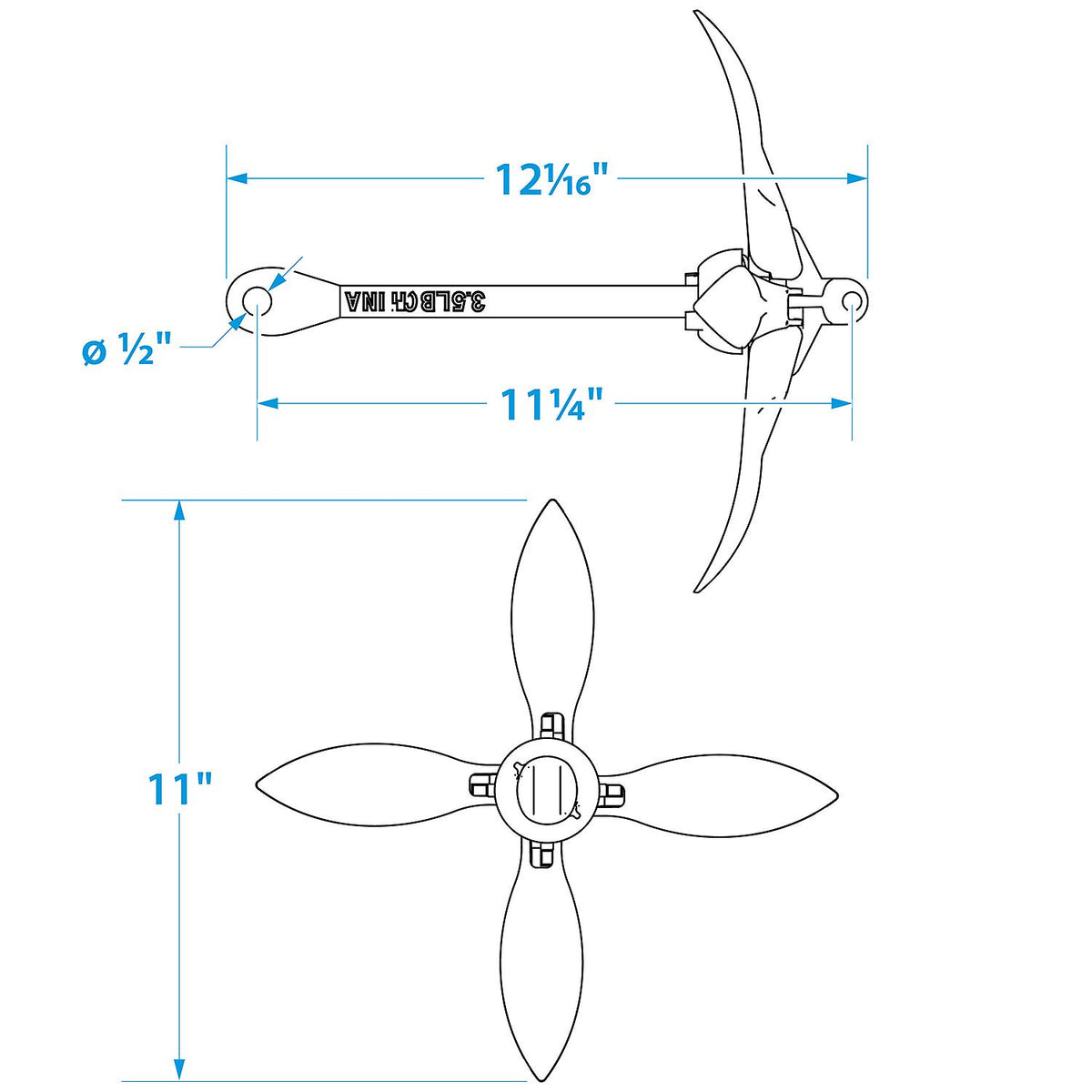 Seachoice 41000 Galvanized Folding Grapnel Anchor, 3-1/2 lbs.