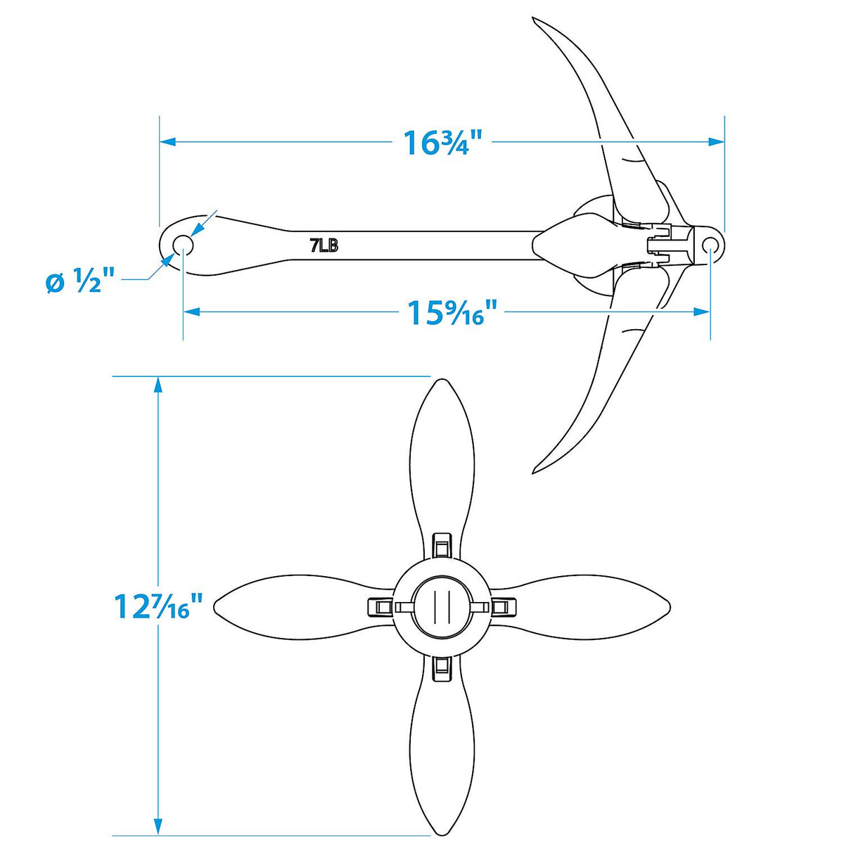 Seachoice 41020 Galvanized Folding Grapnel Anchor, 7 lbs.