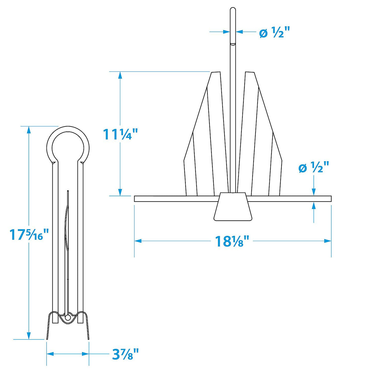 Seachoice 41630 Hot Dipped Galvanized Utility Anchor, Size 13E