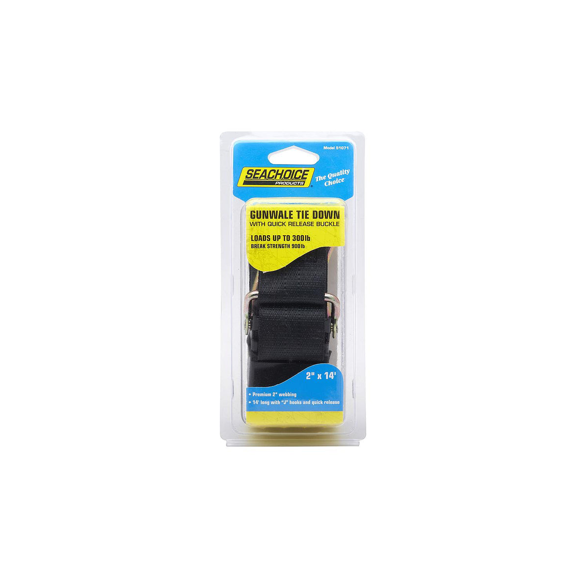 Seachoice Premium Gunwale Trailer Tie Down Strap 2″ Wide - Black