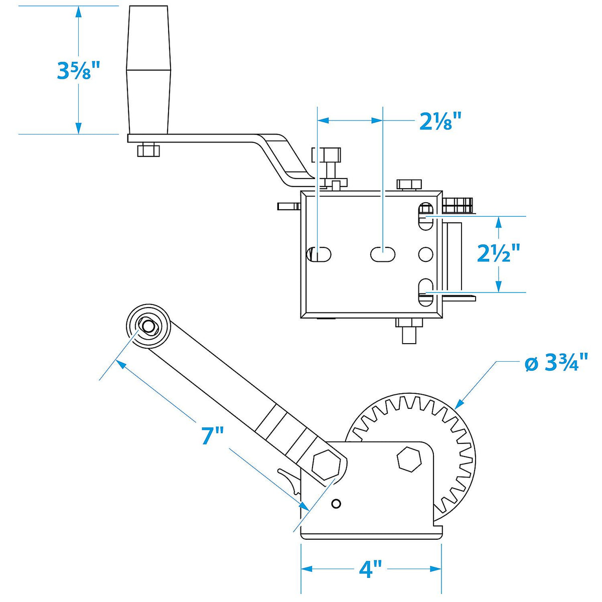 Seachoice 52131 800 Lb. Manual Trailer Winch, 1-Speed, 16-Ft. Strap w/Snap Hook