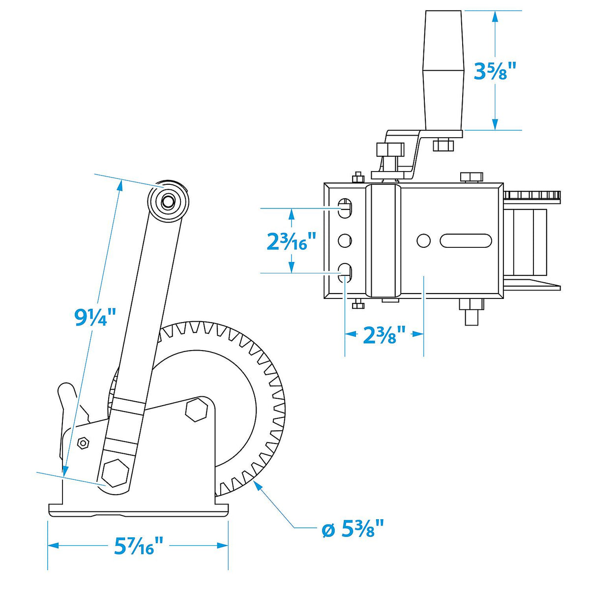 Seachoice 52191 1,200 Lb. Manual Trailer Winch, 1-Speed, 25-Ft. Strap w/Snap Hook