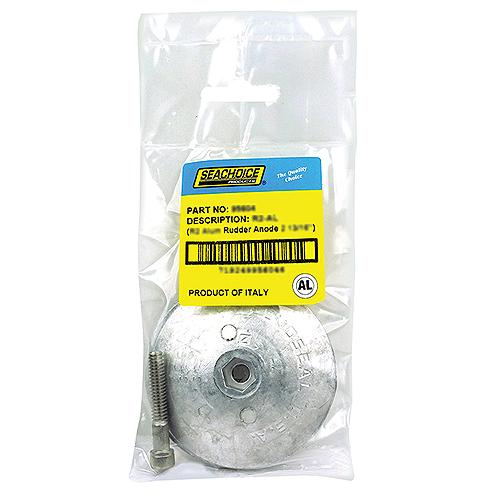 Seachoice 95601 Rudder & Trim Tab Anode w/Allen Screw, Aluminum, Model R1, Size 1-7/8" dia. x 1/4"
