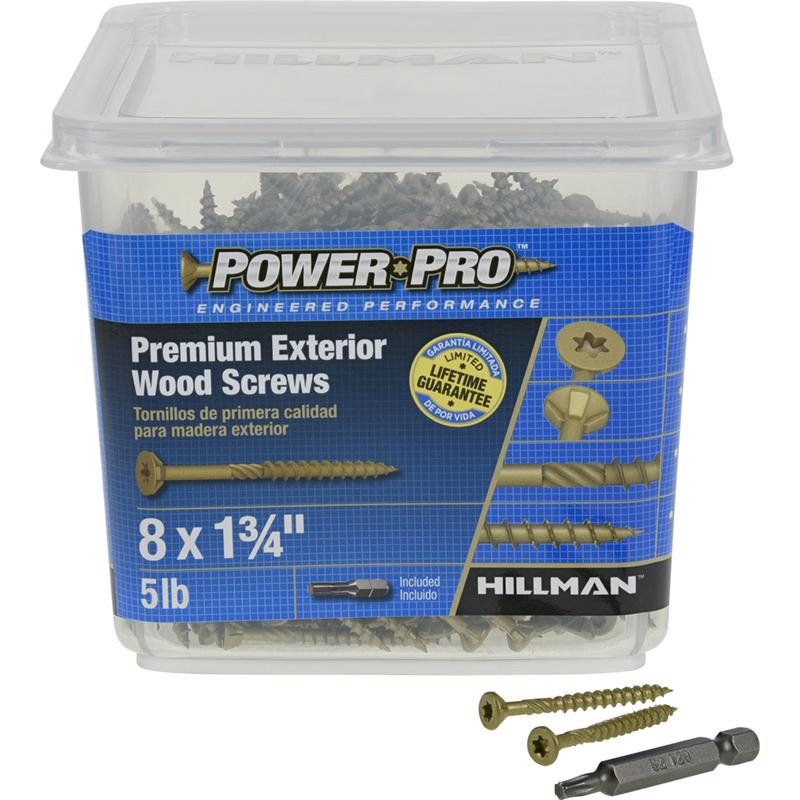 HILLMAN Power Pro No. 8 in. X 1-3/4 in. L Bronze Star Flat Head Premium Deck Screws 5 lb 803 pk