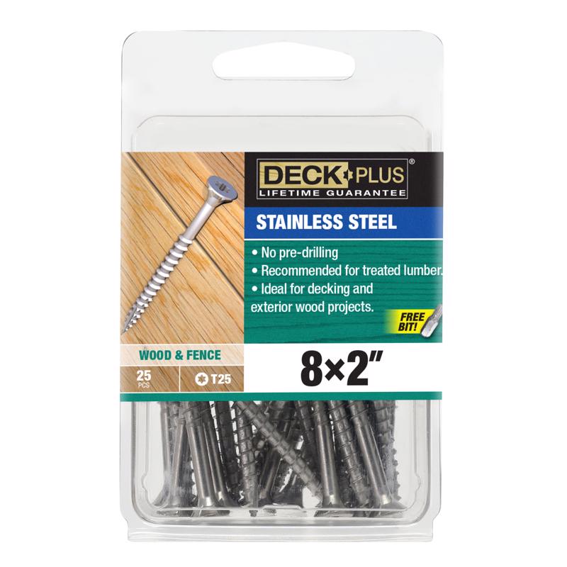 Hillman No. 8 X 2 in. L Square Stainless Steel Flat Head Deck Screws 25 pk