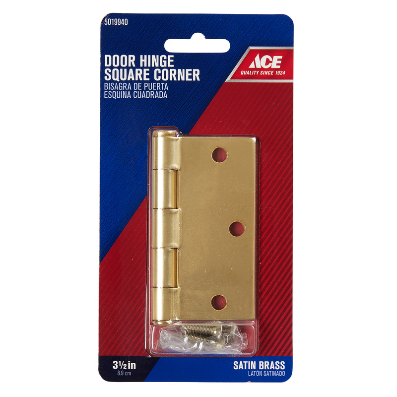 Ace 3-1/2 in. L Satin Brass Residential Door Hinge 1 pk