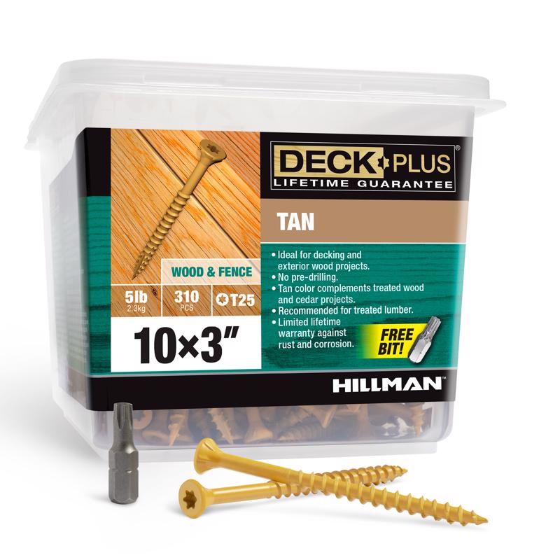 HILLMAN Deck Plus No. 10 Ga. X 3 in. L Tan Star Flat Head Exterior Deck Screws 5 lb 310 pk