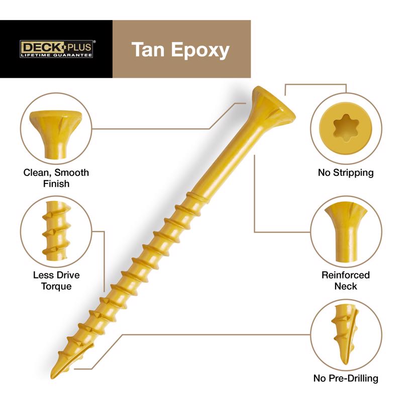 HILLMAN Deck Plus No. 10 Ga. X 3 in. L Tan Star Flat Head Exterior Deck Screws 5 lb 310 pk