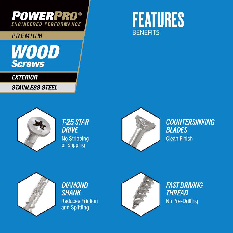 HILLMAN Power Pro No. 10 Ga. X 2-1/2 in. L Gray Star Flat Head Exterior Deck Screws 1 lb 78 pk
