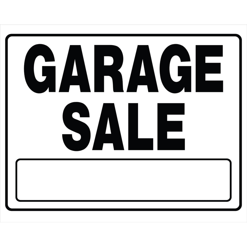 HILLMAN English White Garage Sale Sign 20 in. H X 24 in. W, Pack of 6