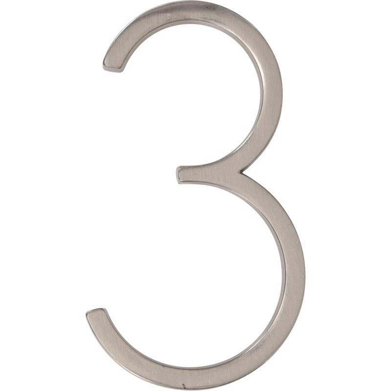 HILLMAN Distinctions 5 in. Silver Steel Screw-On Number 3 1 pc, Pack of 3