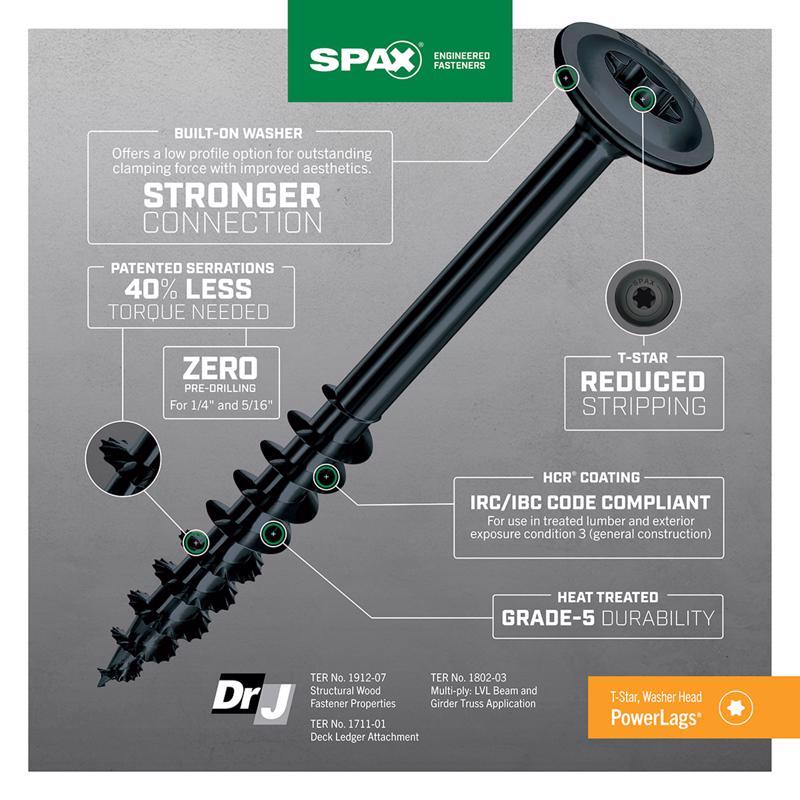 SPAX PowerLag 1/4 in. in. X 4 in. L T-30 Washer Head Serrated Structural Screws