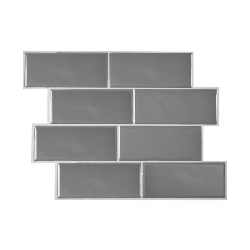 Smart Tiles 8.38 in. W X 11.56 in. L Gray Mosaic Vinyl Adhesive Wall Tile 4 pc, Pack of 6