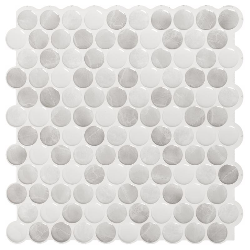 Smart Tiles 8.95 in. W X 8.97 in. L Gray Glazed Vinyl Adhesive Wall Tile 4 pc, Pack of 6