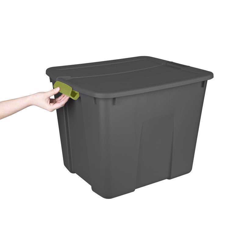 Sterilite 20 gal Dark Gray Latch Storage Box 16-7/8 in. H X 22-1/8 in. W X 18-5/8 in. D Stackable, Pack of 6