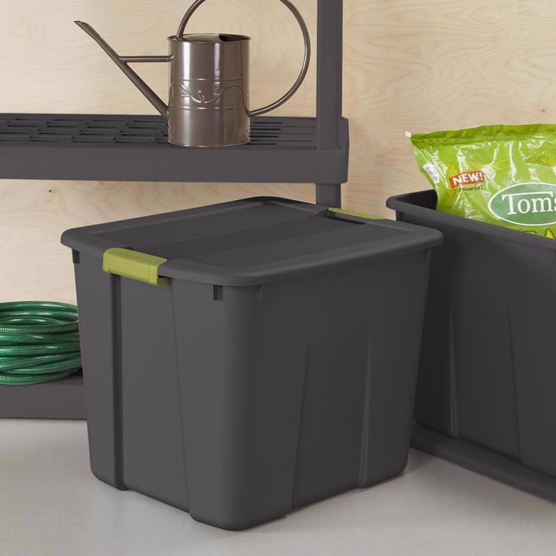 Sterilite 20 gal Dark Gray Latch Storage Box 16-7/8 in. H X 22-1/8 in. W X 18-5/8 in. D Stackable, Pack of 6