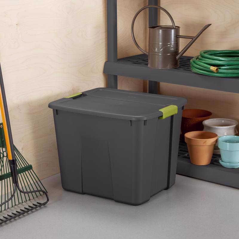 Sterilite 20 gal Dark Gray Latch Storage Box 16-7/8 in. H X 22-1/8 in. W X 18-5/8 in. D Stackable, Pack of 6