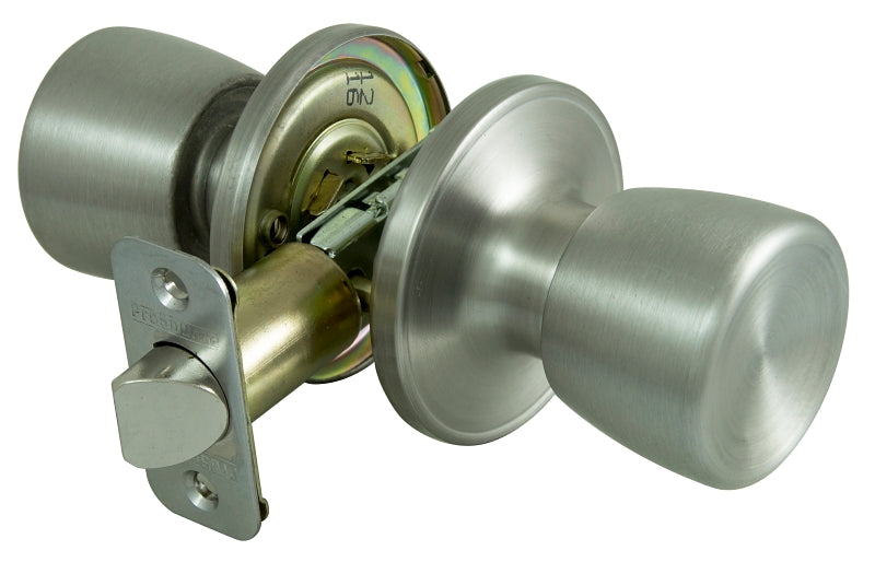 ProSource TS630BRA4V Passage Knob, Metal, Stainless Steel, 2-3/8 to 2-3/4 in Backset, 1-3/8 to 1-3/4 in Thick Door