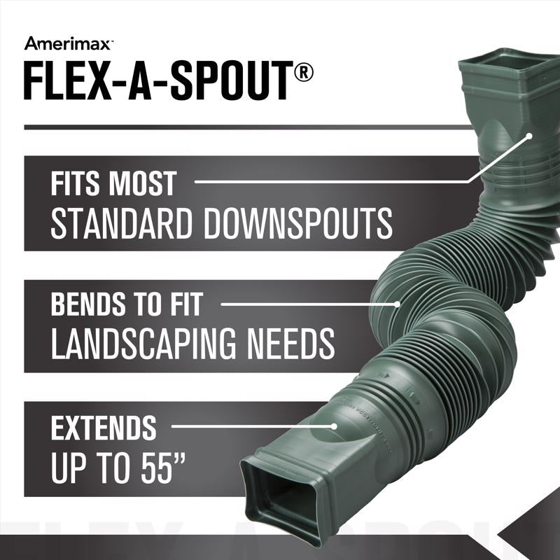 Amerimax Flex-A-Spout 4.5 in. H X 4.5 in. W X 55 in. L Green Vinyl K Downspout Extension