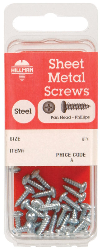 HILLMAN No. 12 Ga. X 2-1/2 in. L Phillips Pan Head Sheet Metal Screws 1 pk, Pack of 10