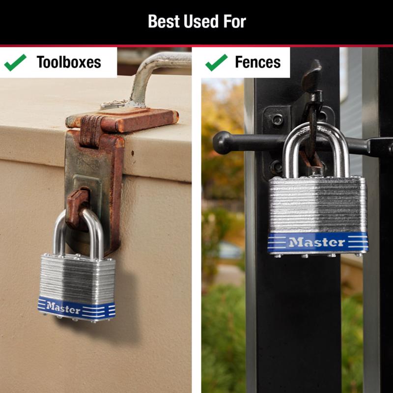 Master Lock 1-1/2 in. H X 7/8 in. W X 2 in. L Steel 4-Pin Cylinder Exterior Padlock