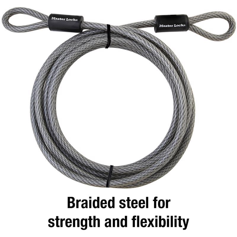 Master Lock 3/8 in. D X 180 in. L Vinyl Coated Steel Flexible Braided Steel Cable