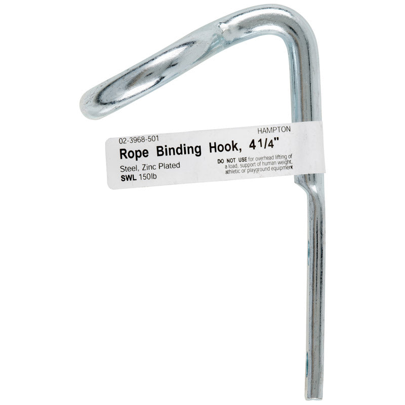 Hampton Small Zinc-Plated Silver Steel 4.125 in. L Rope Binding Hook 150 lb 1 pk, Pack of 10