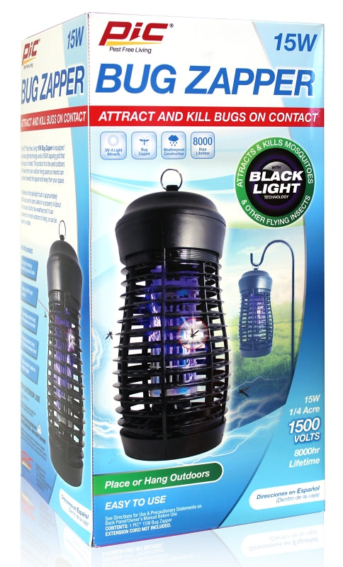 PIC 15WZAPPER Bug Zapper, Plastic, Black