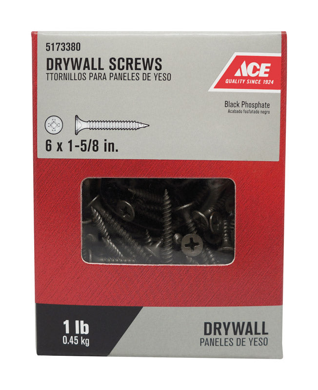 Ace No. 6 wire X 1-5/8 in. L Phillips Fine Drywall Screws 1 lb 230 pk