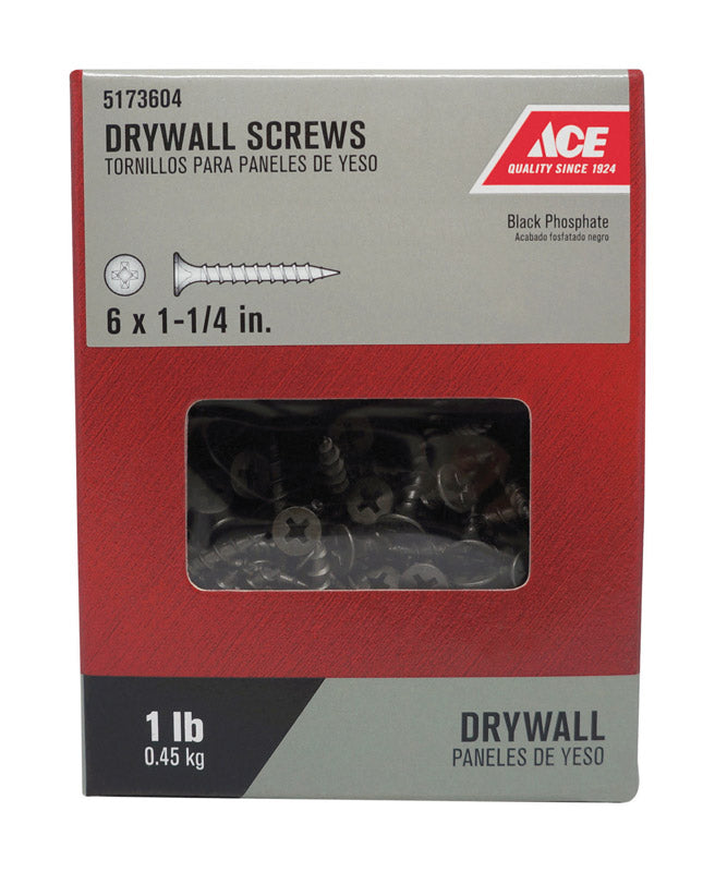 Ace No. 6 wire X 1-1/4 in. L Phillips Coarse Drywall Screws 1 lb 288 pk