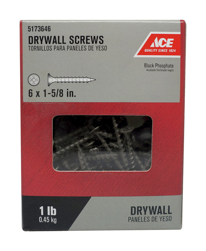 Ace No. 6 wire X 1-5/8 in. L Phillips Coarse Drywall Screws 1 lb