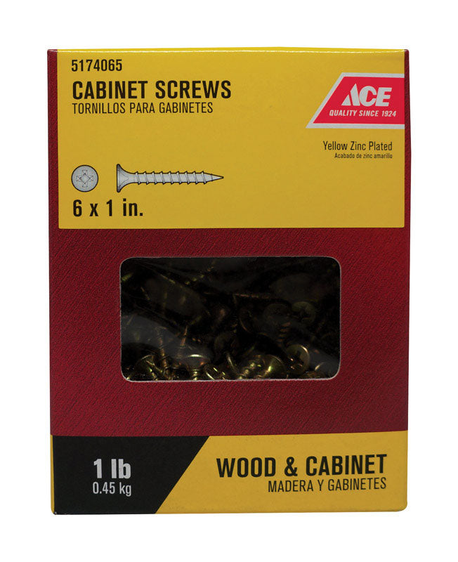 Ace No. 6 X 1 in. L Phillips Yellow Zinc Coarse Cabinet Screws 330 pk