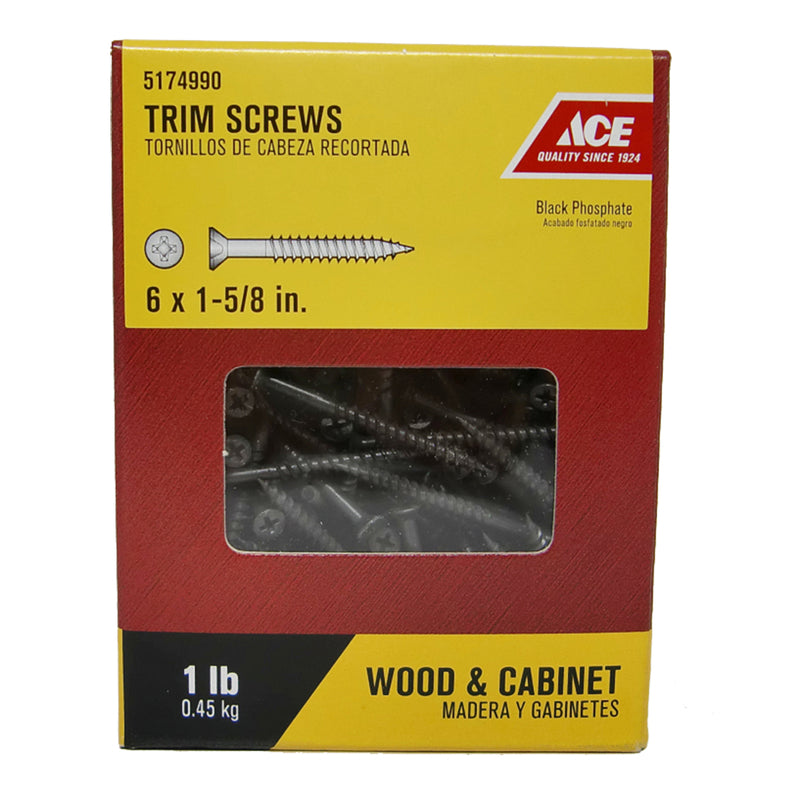 Ace No. 6 wire X 1-5/8 in. L Phillips Flat Trim Head Fine Trim Screws