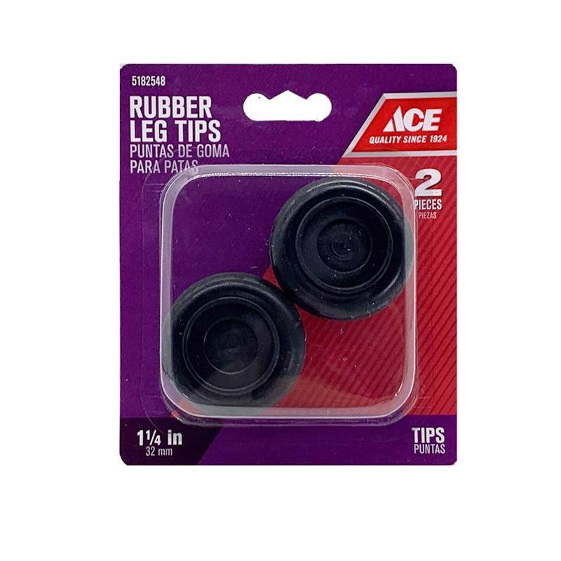 Ace Rubber Leg Tip Black Round 1-1/4 in. W 2 pk