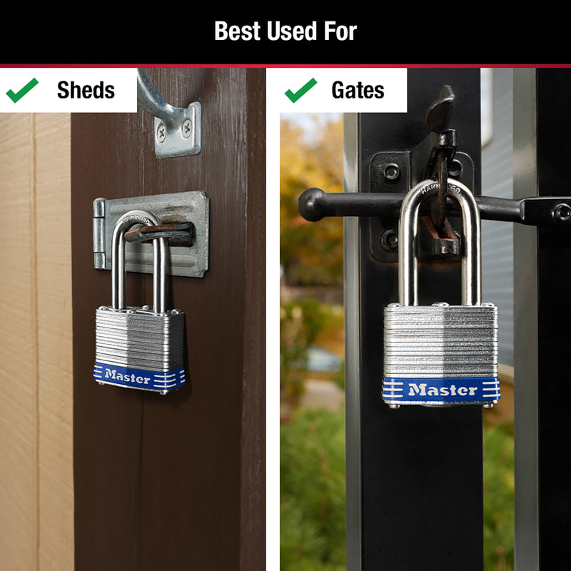 Master Lock 3-3/16 in. H X 1-9/16 in. W Laminated Steel Double Locking Exterior Padlock