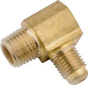 Anderson Metals 754049-0402 Reducing Tube Elbow, 1/4 x 1/8 in, Flare x Male, 90 deg Angle, Brass, 1400 psi Pressure