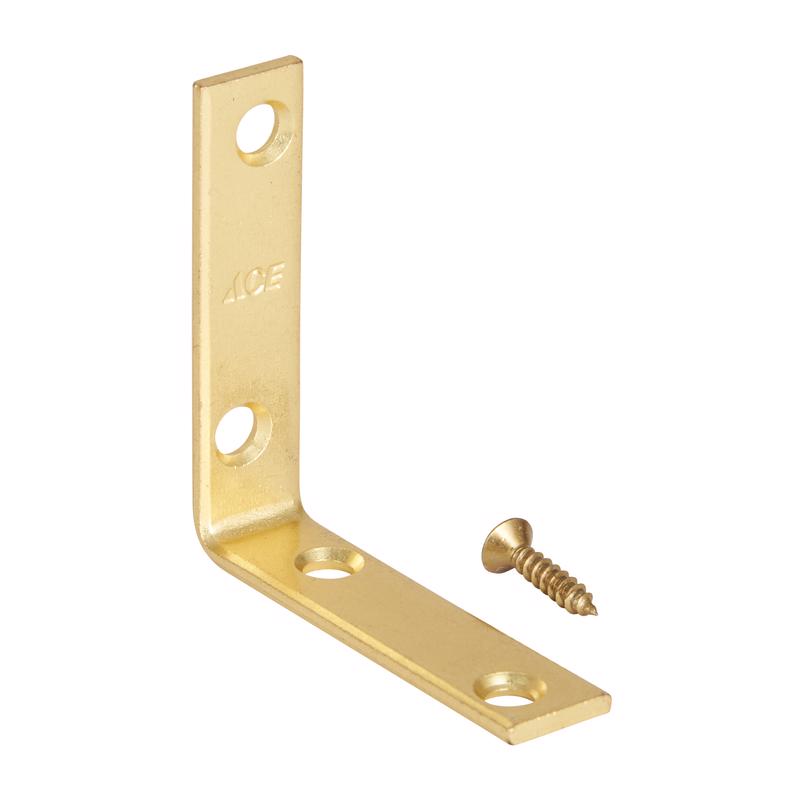Ace 2-1/2 in. H X 3.75 in. W X 2-1/2 in. D Brass Inside L Corner Brace, Pack of 5