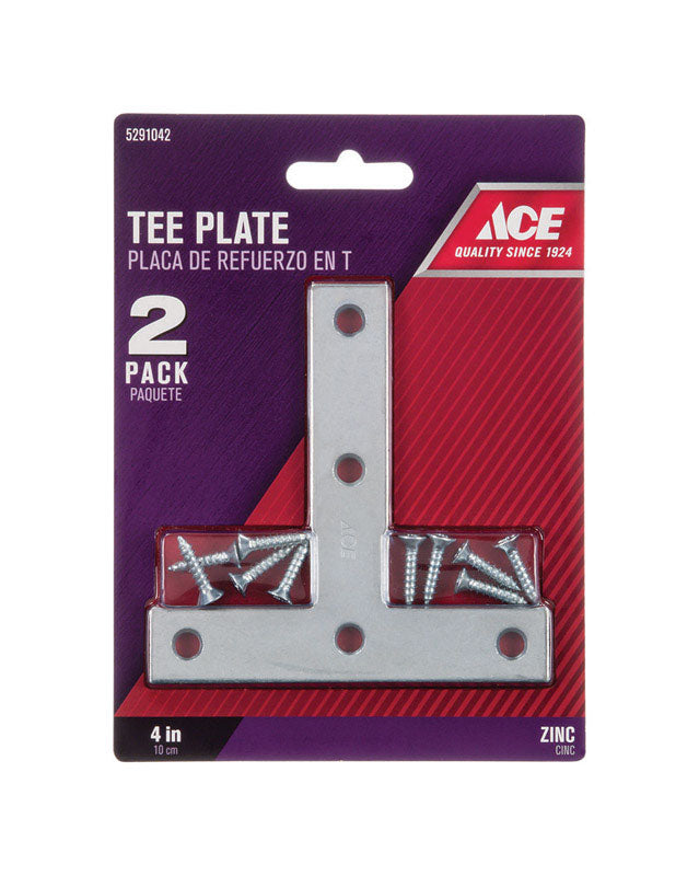 Ace 4 in. H X 4.75 in. W X 4 in. D Zinc Tee Plate, Pack of 5