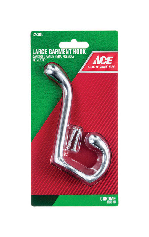 Ace 3-1/2 in. L Chrome Silver Metal Large Garment Hook 1 pk, Pack of 5
