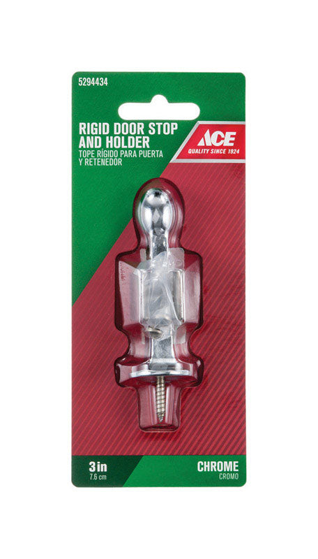Ace 3 in. W Metal Chrome Silver Rigid Door Stop w/Holder Mounts to door and wall 5.32 in., Pack of 5